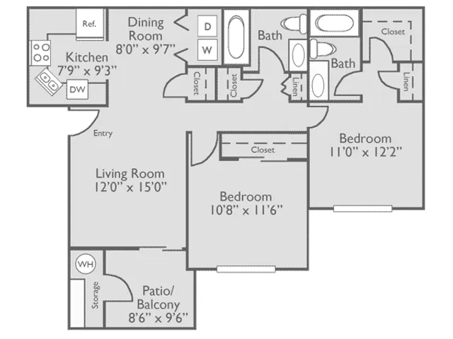 2 Bedroom, 2 Bathroom