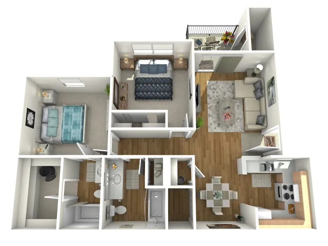 Floorplan B: 2 Bedroom, 2 Bathroom