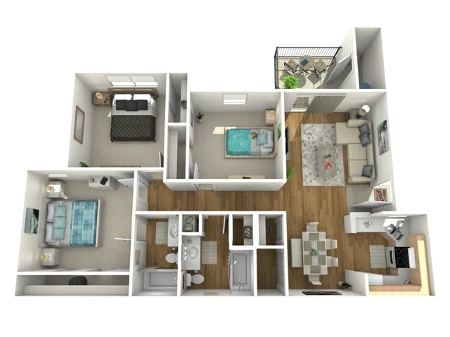 Floorplan C-MID: 3 Bedroom, 2 Bathroom