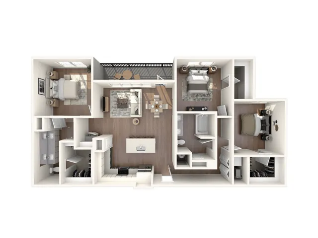 C1 Floorplan: 3 Bedroom, 2 Bathroom