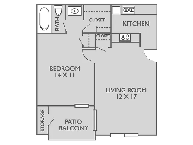 11b Floorplan: 1 Bedroom, 1 Bathroom