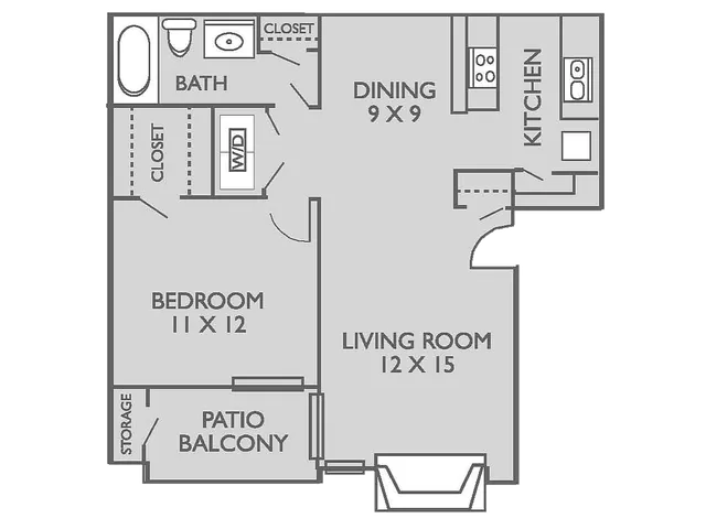 11c Floorplan: 1 Bedroom, 1 Bathroom