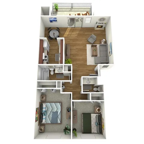 B1 Floorplan: 2 Bedroom, 1.5 Bathroom