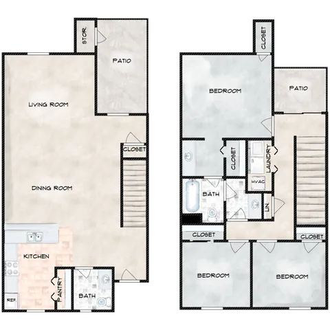 3 Bedroom | 1.5 Bathroom Floor Plan