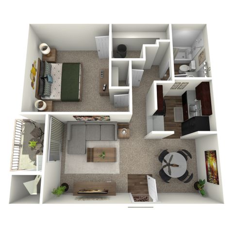 A5 Floorplan: 1 Bedroom, 1 Bathroom