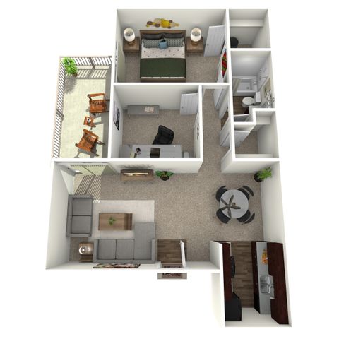 A4 Floorplan: 1 Bedroom, 1 Bathroom