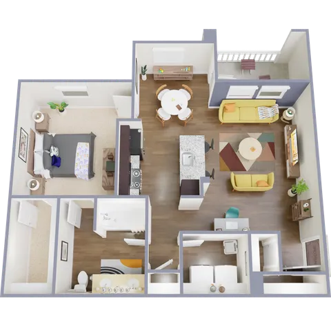 1 Bed, 1 Bath Floor Plan
