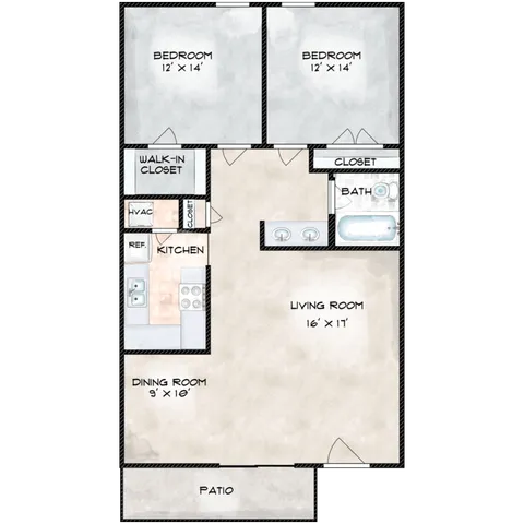 2 Bedroom Floor Plan