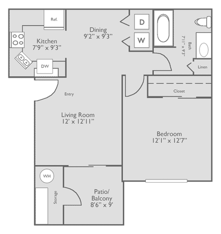 1 Bed, 1 Bath (60% Income Restricted)