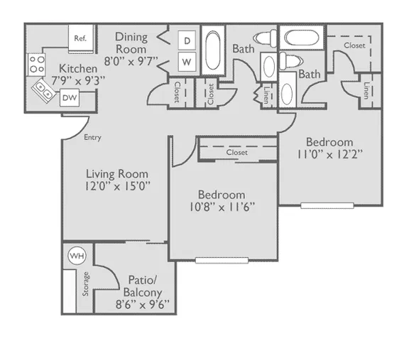 2 Bed, 2 Bath (80% Income Restricted)
