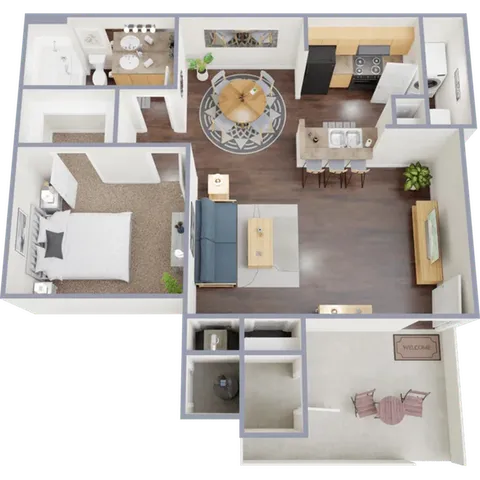 A1 Floorplan: 1 Bedroom, 1 Bathroom