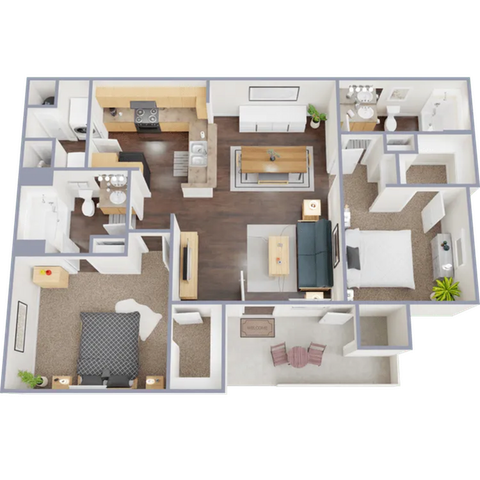 B2 Floorplan: 2 Bedroom, 2 Bathroom