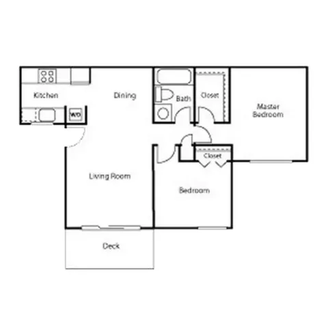 2 Bedroom, 1 Bathroom | 800 Sq. Ft.