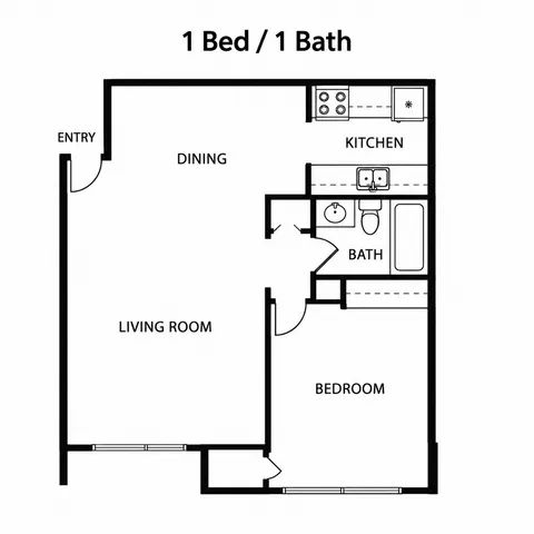 1 bed 1 bath apartment home