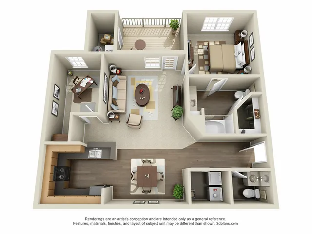 1x1.5B Floor Plan