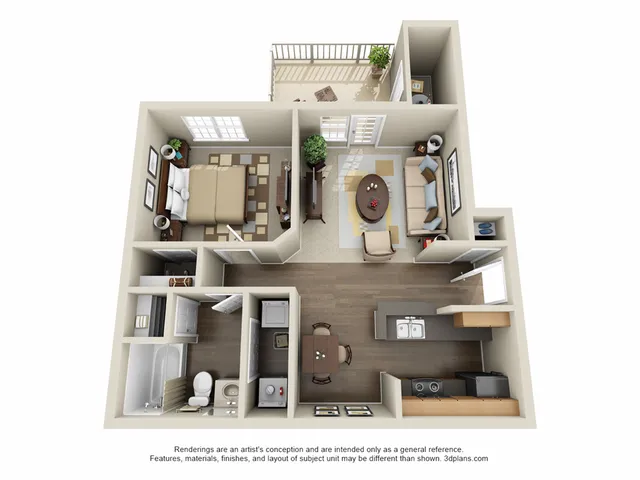 1x1A Renovated Floor Plan