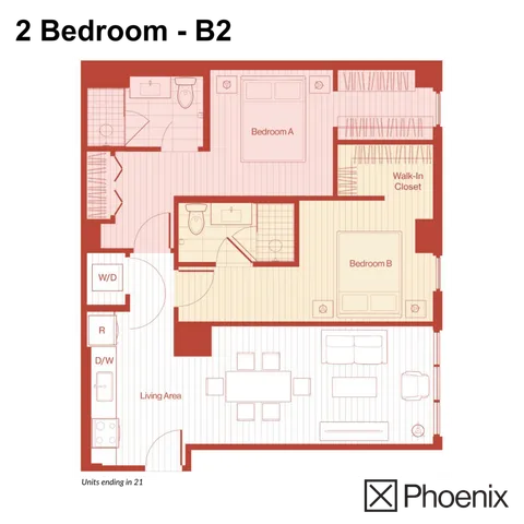2 Bedroom B2 Layout | X Phoenix | Located in Phoenix, AZ