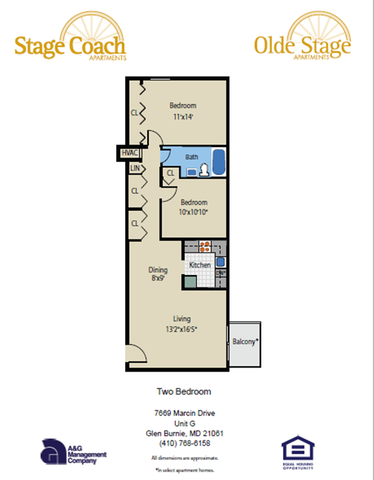 SC & OS - 2BR, 1BA - Floor Plan