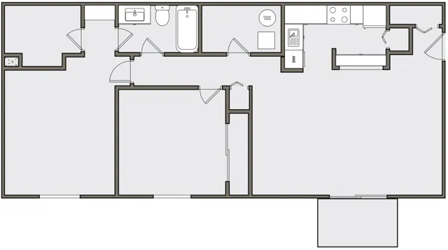 2 bedroom 1 bath floor plan
