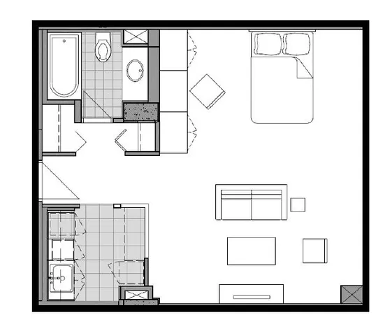 Ottawa Student Rental 1 Bed Deluxe Floorplan