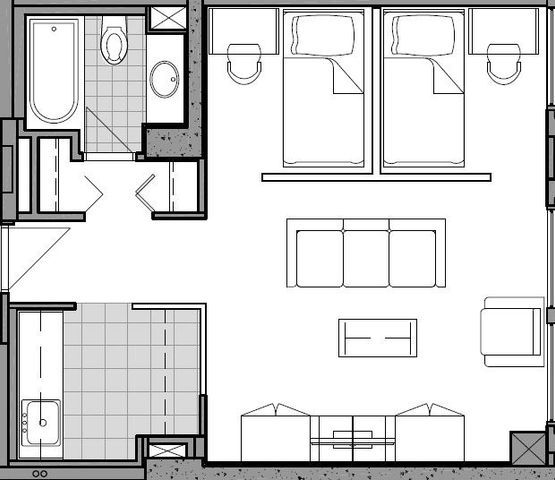 Ottawa Furnished Student Rental 2 Bed Floorplan
