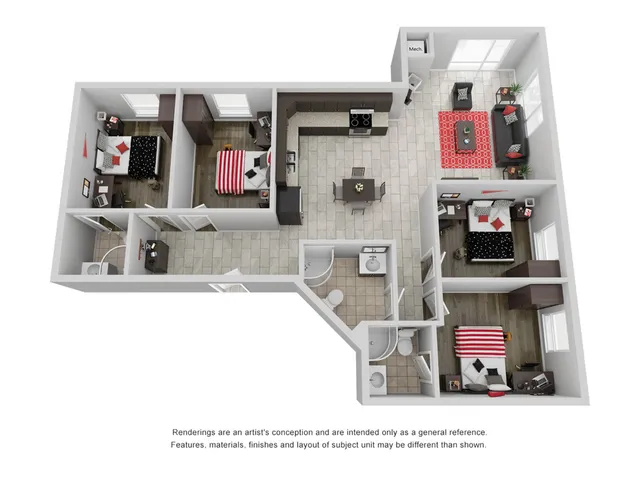 Foundry First The Collegiate 4 x 3 Floorplan