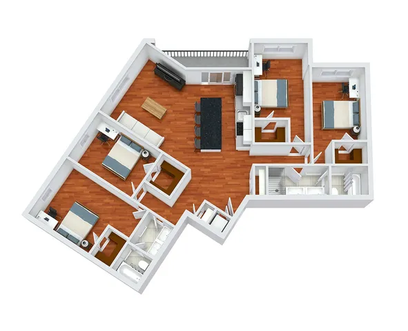 4 Bedroom, 2 Bath Plus furnished Kingston rental floorplan