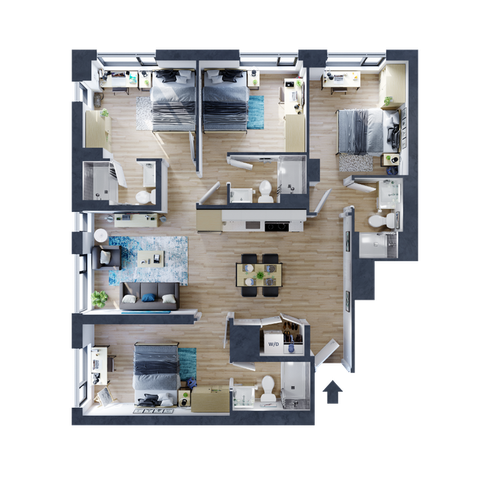 4 Bed, 4 Bath Ottawa furnished apartment floorplan
