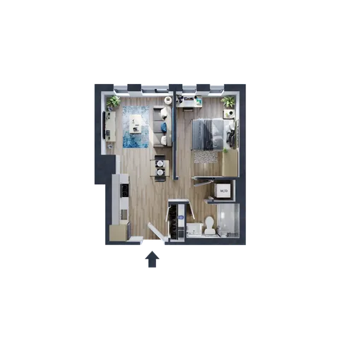 1 Bed, 1 Bath Floorplan