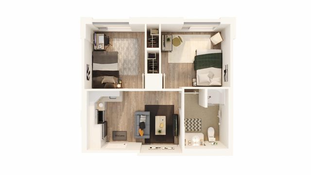 2-1B Quad at York student housing floorplan