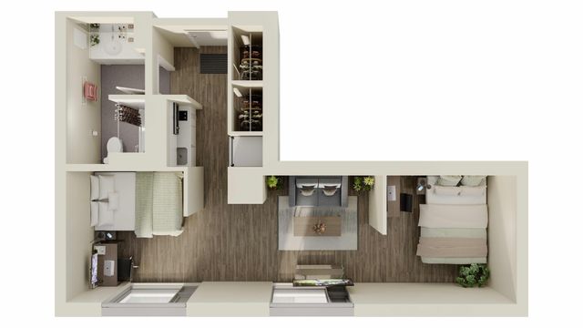 1-1S2 Quad Student housing floorplan
