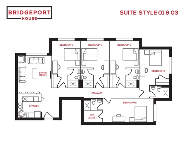 Bridgeport House 5 Bed, 5 Bath Suite Style 1 & 3