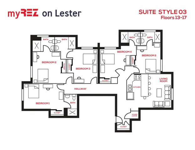 5 Bed, 5 Bath Floorplan