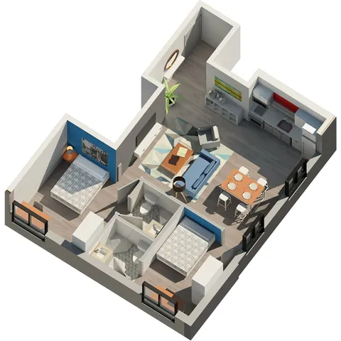 417 Nelson student housing in Ottawa Two bedroom floorplan