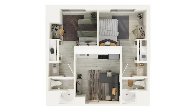 Two Bed Two Bath student rental floorplan