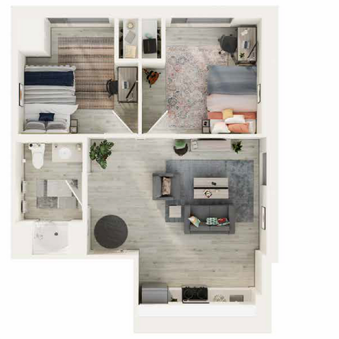 Winnipeg student housing rental floor plan - Premium Two bedroom suite