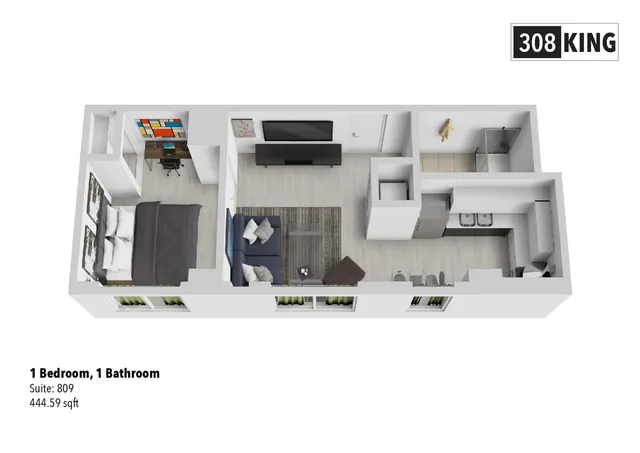 Student Rental floor plan, 1 Bed, 1 Bath