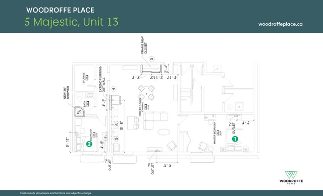 Student rental near Algonquin floorplan, 2 bed, 1 bath