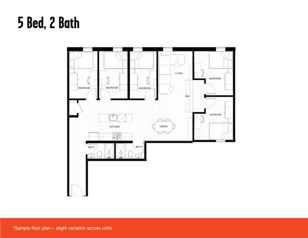 See-more Student Housing 5 Bedroom Floorplan