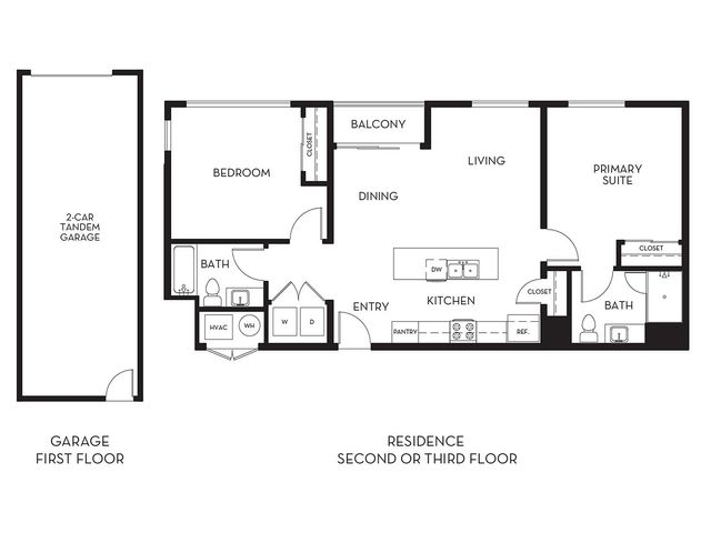 Clairmont 2-bedroom residence 2D floor plan at The Mont in Salt Lake City