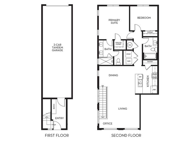 Valmont 2-bedroom townhome 2D floor plan at The Mont in Salt Lake City