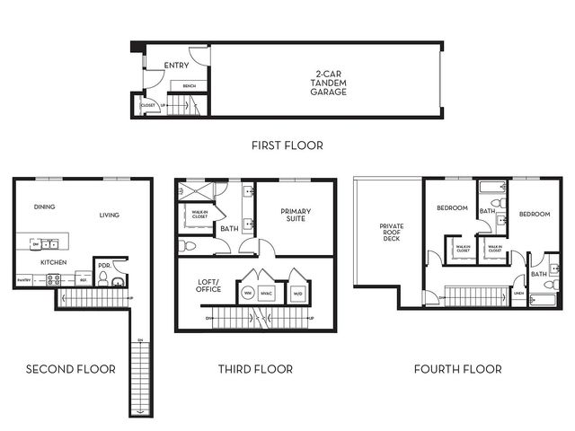 Montrose 3-bedroom multi-level townhome 2D floor plan at The Mont in Salt Lake City