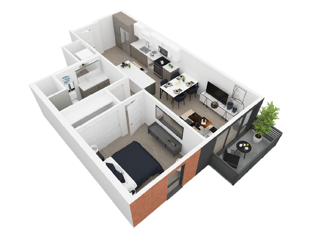 1 bedroom Margaret floor plan at Dixon Place Apartments in Sugar House, Salt Lake City