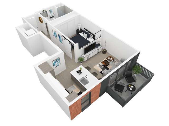 1 bedroom Mary floor plan at Dixon Place Apartments in Sugar House, Salt Lake City