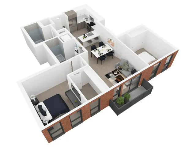 Maxwell 2-bedroom apartment layout at Dixon Place Apartments in Sugar House