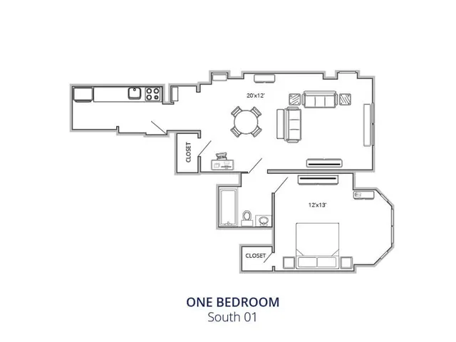 Westbury One Bedroom One Bath South 01