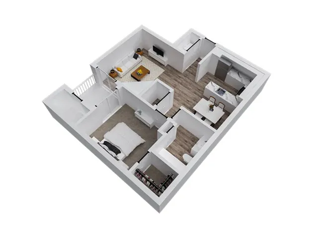1 Bedroom 1 Bathroom Floor Plan
