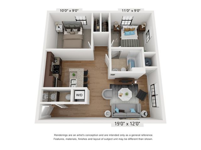 2 Bed 1 .5 Bath