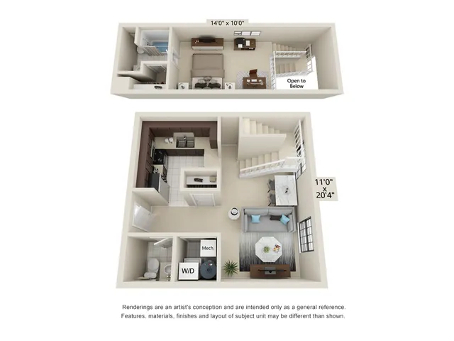 1 Bed 1.5 Bath