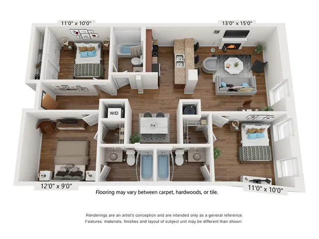 3 Bed 3 Bath Apartment